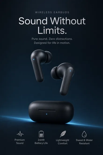 Tech earbuds ad